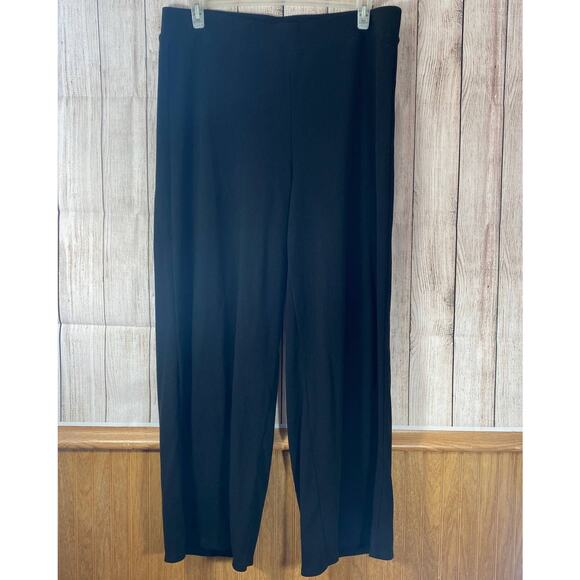 Forever 21 Womens Black Ribbed Knit Wide Leg Pants Size 3X Plus - Picture 1 of 7